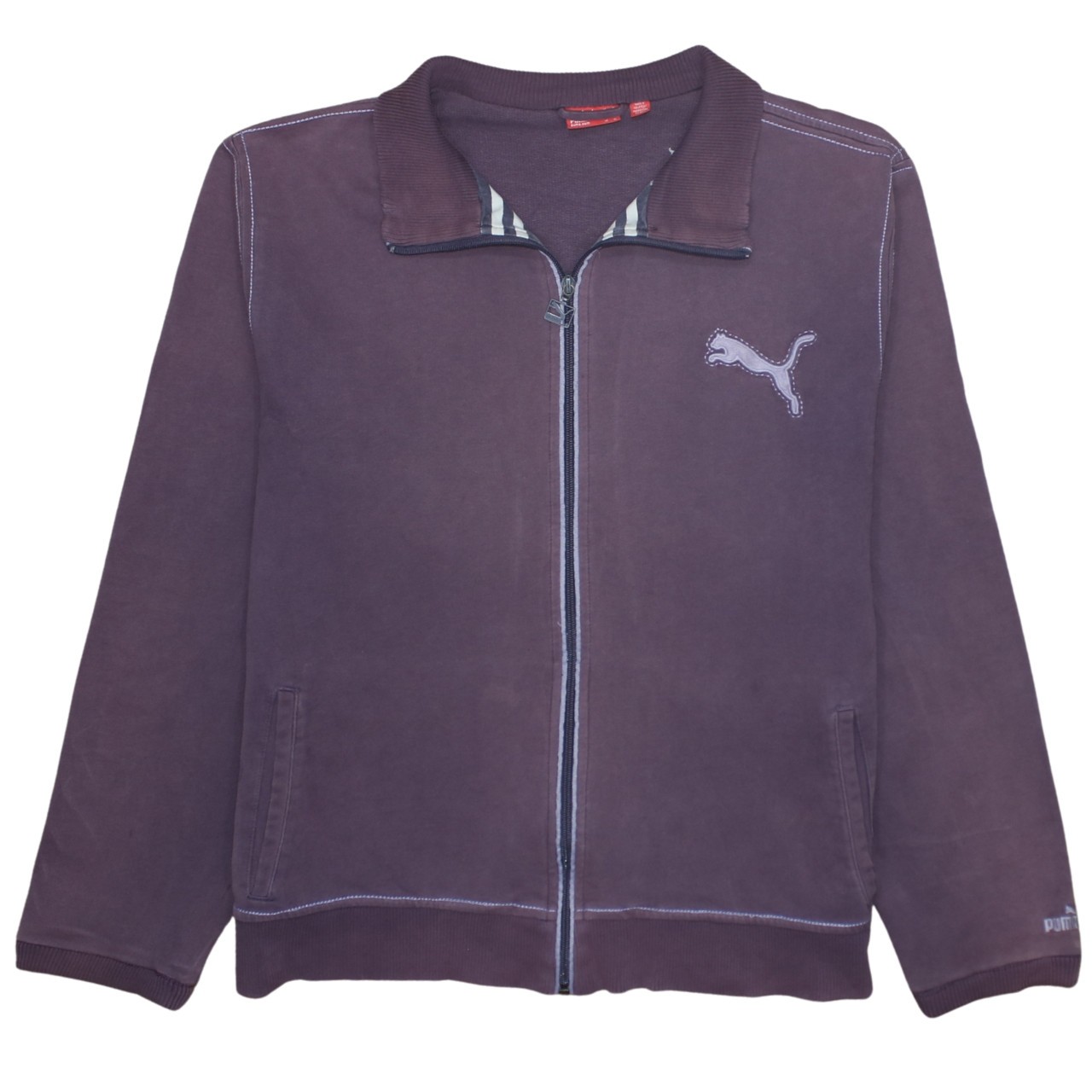 Puma Mens Sweatshirt Purple Full Zip Embroidered Logo Jersey Track Jacket XL
