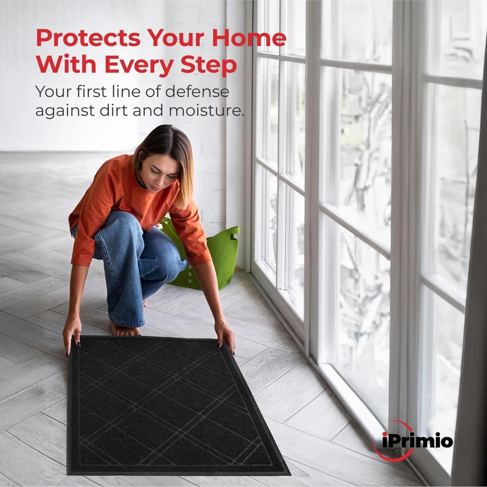 Alfombrilla de puerta de entrada universal - Alfombra de piso a cuadros de 42 x 35 pulgadas para interiores y exteriores... Foto 2 de 4
