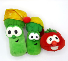 VeggieTales Plush LOT OF 3 Bob the Tomato Junior Asparagus Gund Fisher Price