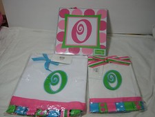 3 pcs MUDPIE Baby INITIAL "O " Burp Cloth Blanket  Wall Hanging Pink White NIP