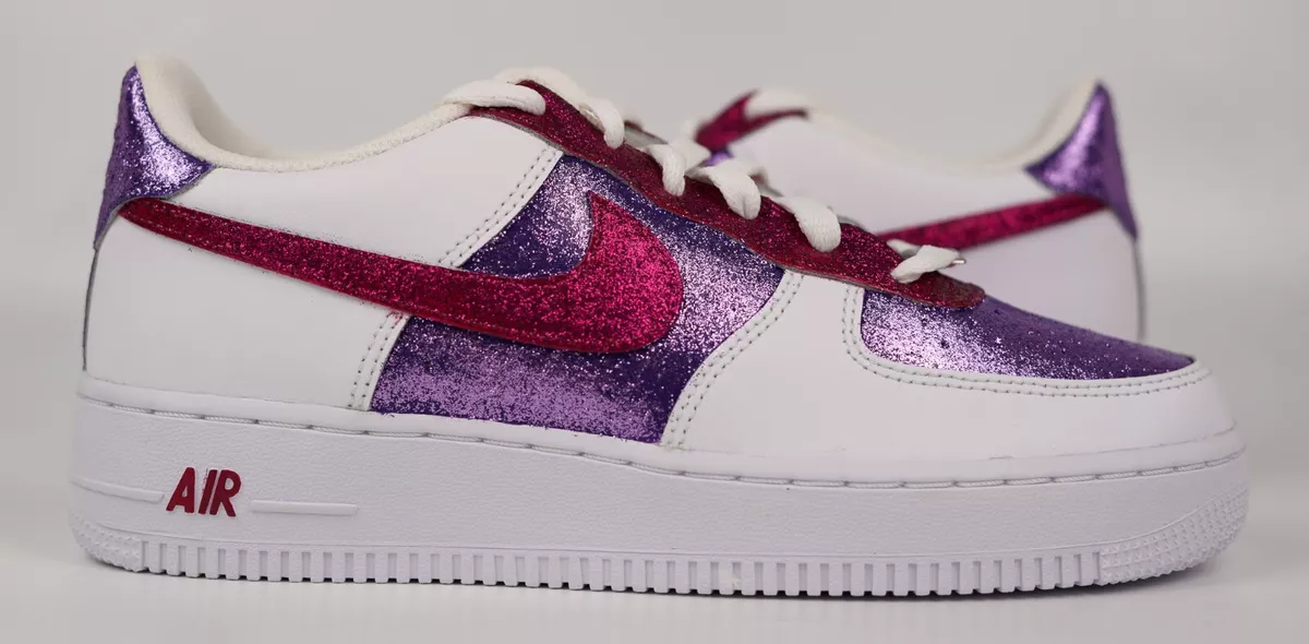 Nike Air Force 1 Custom Glitter Sparkle Sneakers Purple Magenta Pink White Shoes