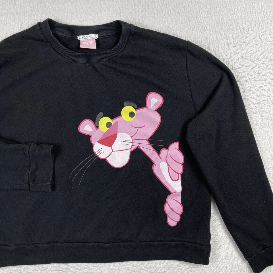 Sudadera Zara Mujer Mediana Rosa Pantera Pullover Dibujos Animados Película TV Informal Top Foto 4 de 4