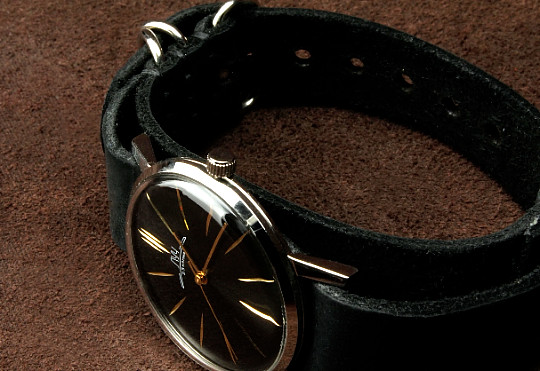 Men's LUCH Mechanical Watch Luxury Ultra SLIM leather strap POLJOT De Luxe