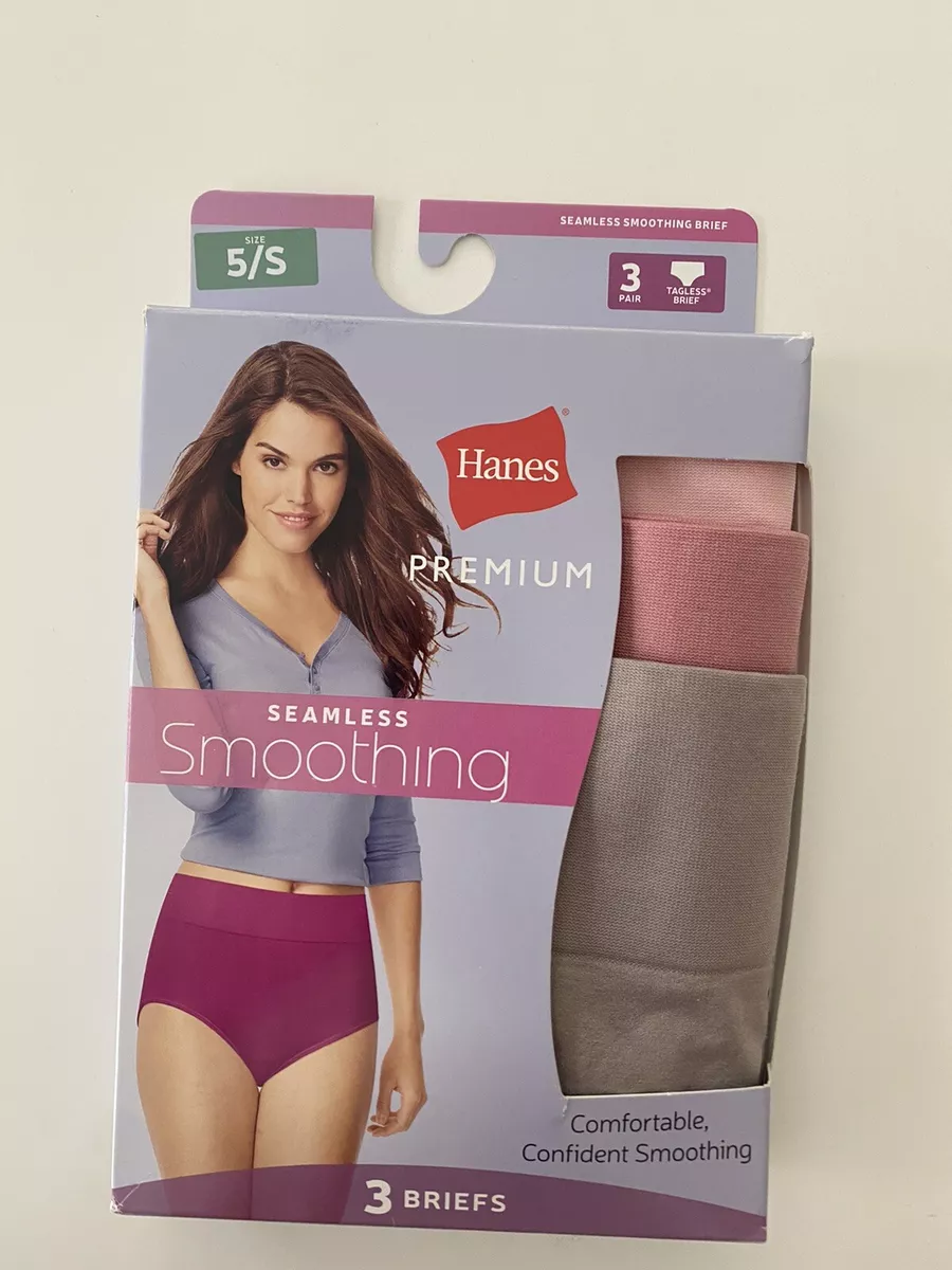 Hanes 3 Pack Women's Size 5 S Briefs Seamless Smoothing Panties Pink Taupe  New