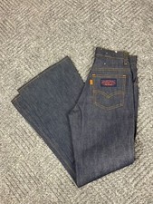 Vintage 70s Levis Husky Bell Bottom Hardwear Jeans Boys 23x27 Dark Wash Kids NOS