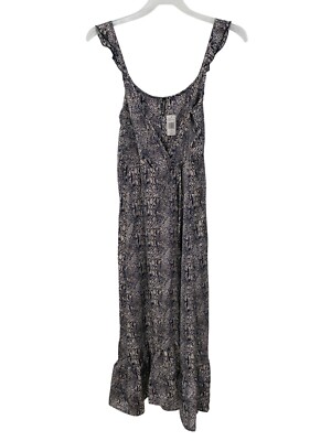 Ivory Love Python Surplice Wrap Midi Dress Size Medium Sleeveless Navy Cream NEW