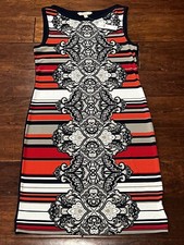 Banana Republic Red Blue Stripe Women's XS Sheath Print Sleeveless Sweater Dress