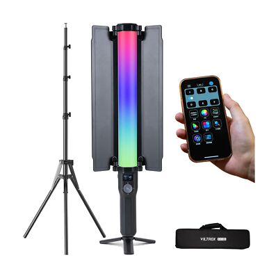 VILTROX 18W Video Light Wand Kits with 79'' Tall Tripod Stand Photography Stic...
