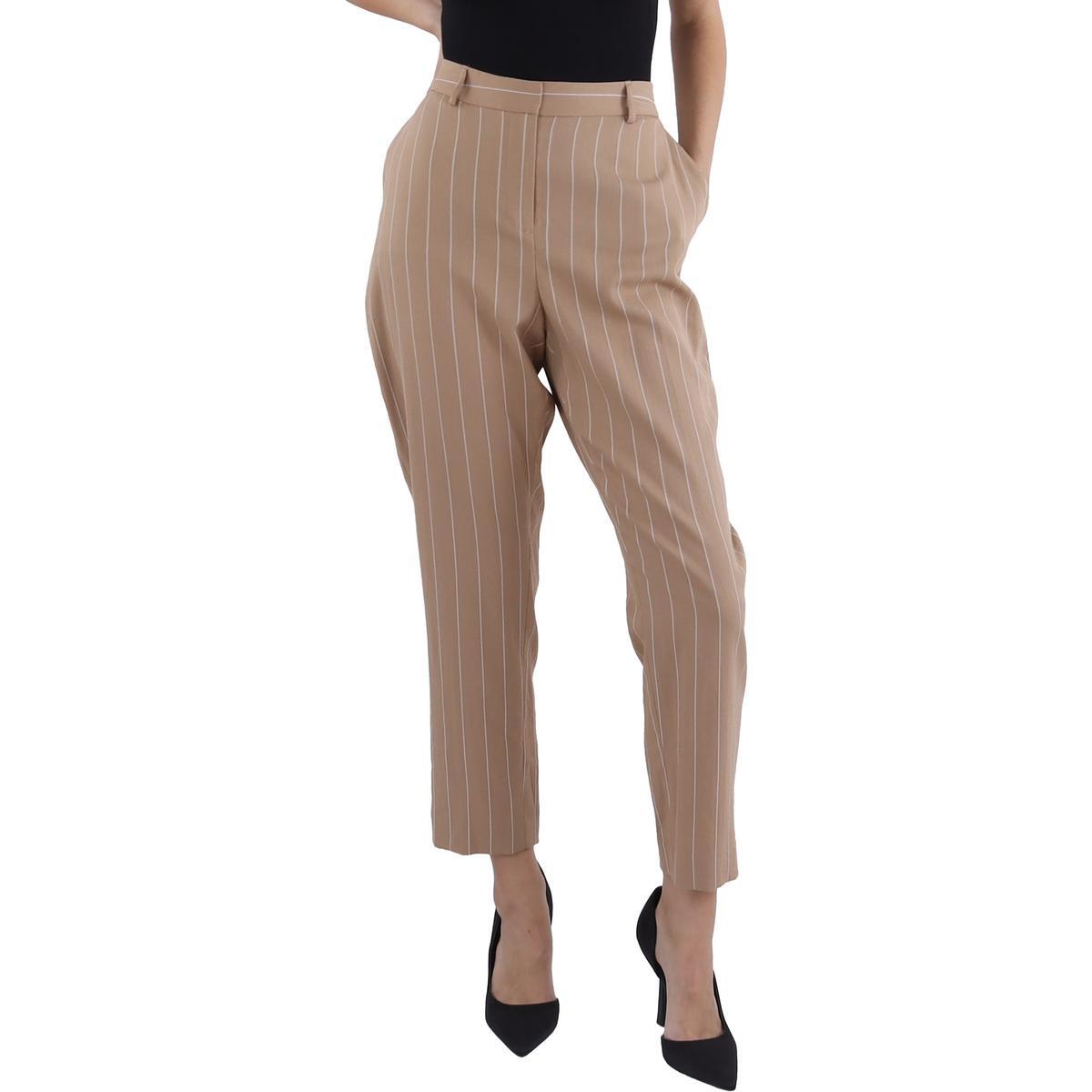 Женские брюки Tahari ASL Shannon темно-серого цвета в тонкую полоску с прямыми штанинами по щиколотку 12 BHFO 7098