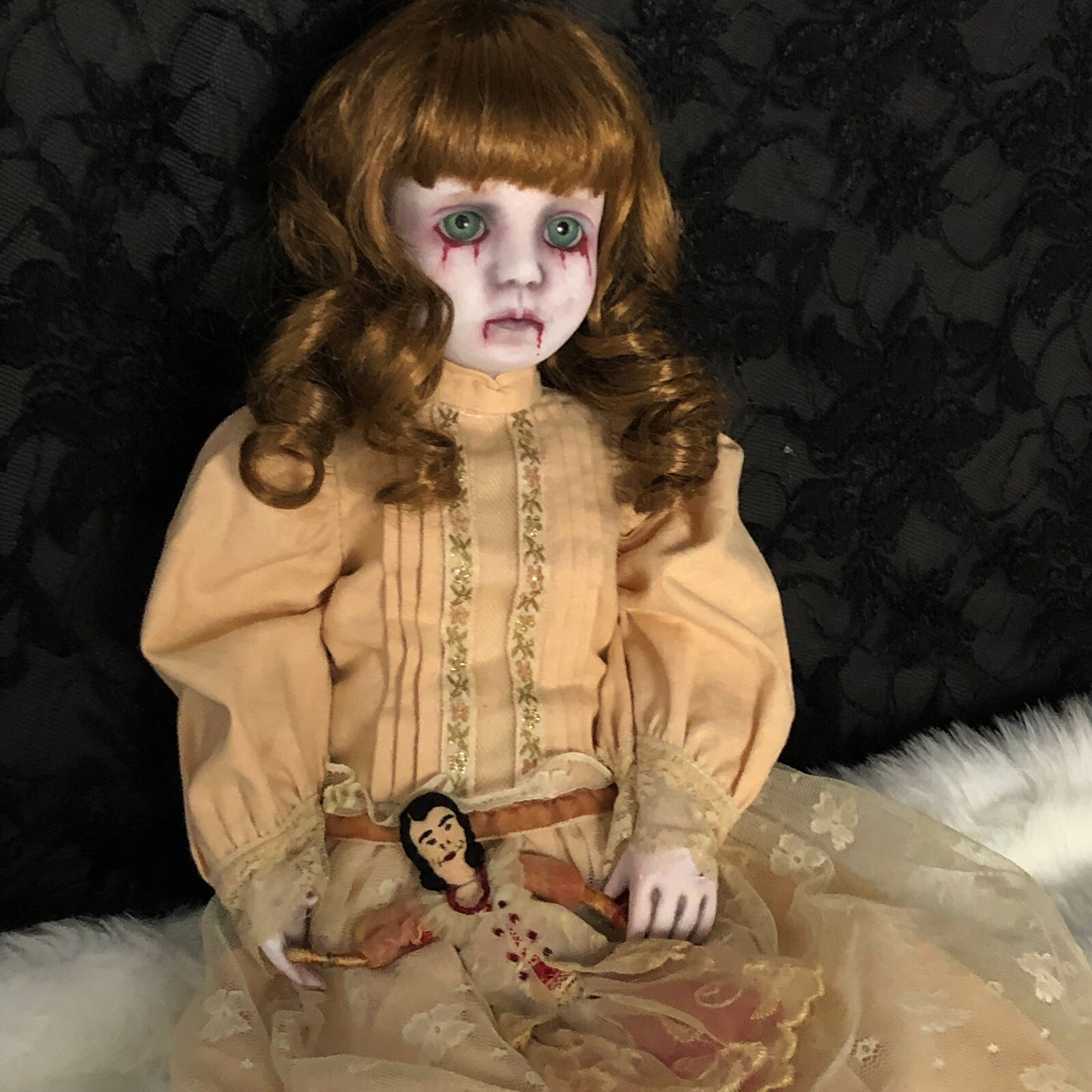 OOAK Creepy Odd 17&rdquo; Sad Ghost Girl Spooky Scary Halloween Horror Art Artist Doll
