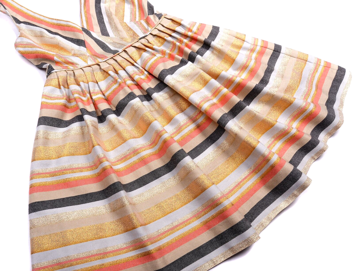 J Crew Metallic Gold Stripe Fit & Flare Lined Dress Women's Size 12 | eBay