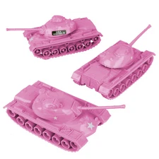 TimMee Processed Plastic M48 Patton 3pc Tank Tim Mee Army Men Pink Vehicles USA