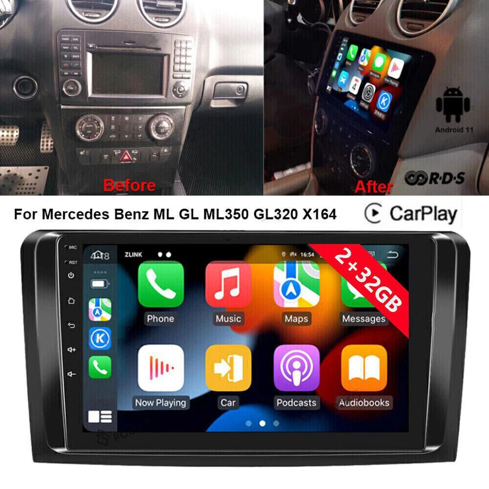 Radio estéreo Android 13.0 reproductor CarPlay para Mercedes-Benz ML350 GL450 2007-2011 Foto 2 de 4