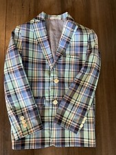 Izod Plaid Suit Jacket Boys Size 8 EUC Includes Matching Izod Shirt