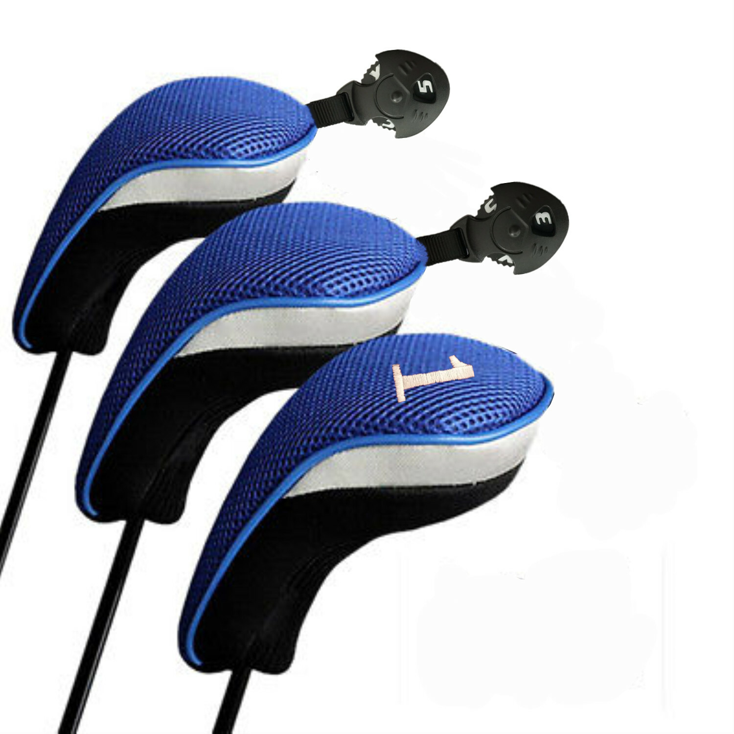 Golf Wood Head Covers Set Driver Fairway Hybrid Interchangeable No.1 3