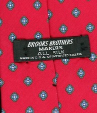 VINTAGE Brooks Brothers Necktie Red Blue White All Silk Made In USA