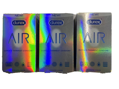 3 Pk Durex Air Extra Thin Transparent Rubber Latex Condoms 10 Ct Expire 02/26