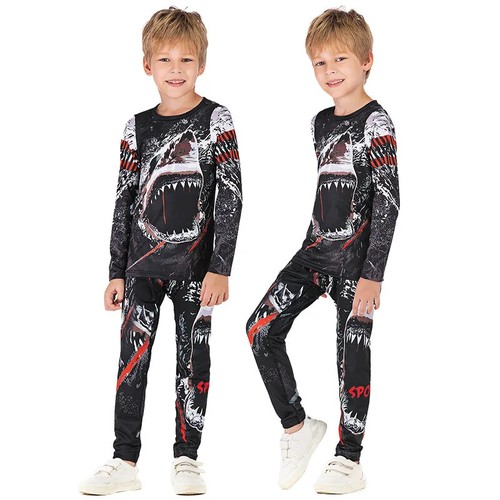 Jiu Jitsu Kimono MMA Kid's T-shirt+Pant Sets Kid Rash Guard Children Muay Thai - Picture 10 of 40