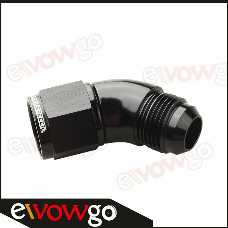 AN10 45-Degree Female To Male Adapter Fitting - Black Aluminum, Full Flow, For Fuel & Oil Lines