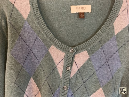 Women's Sweater Sonoma Button Up Size-Medium Green-Blue Long Sleeve Retro style - Picture 7 of 15
