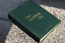 Wedding guest book with names, album with pockets for photo booth