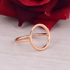 Rose Gold Open Oval Band - Round Circle Ring - Halo Ring - Ring For Valentine