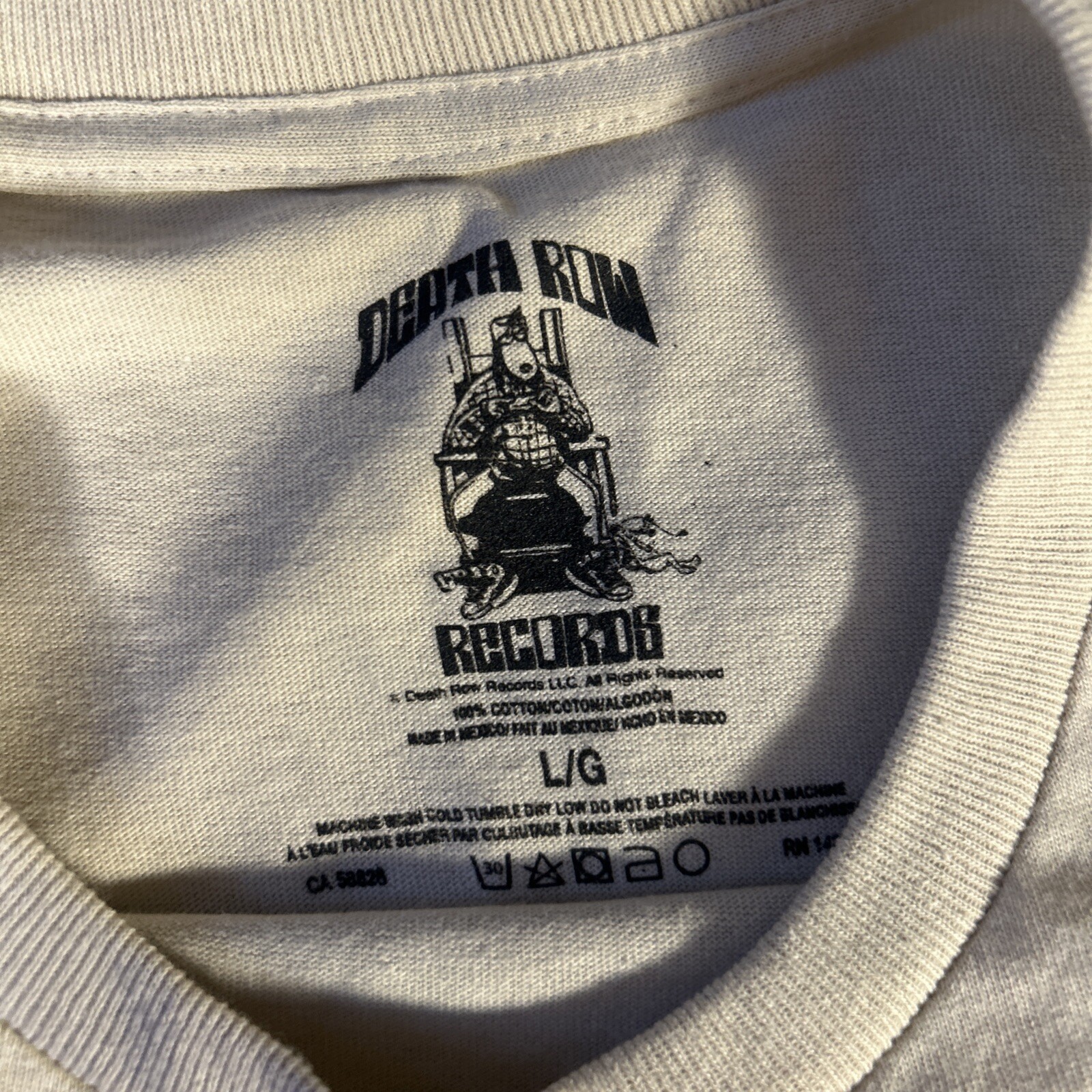 FILA T shirt Death Row Records American Record Label Tan taglia Large manica corta