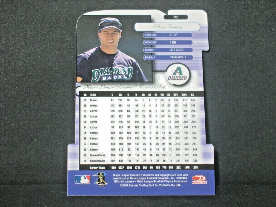 Steve Finley 2001 Donruss Elite Aspirations (85/88) Arizona Diamondbacks #92 - Image 2 of 2
