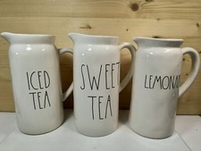 Rae Dunn Farmhouse Pitcher Set Lemonade Iced Tea Sweet Tea Artisan Magenta 9" H