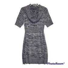 Apt 9 Sweater Dress Size M Cowl Neck Gray Black Knit Career Classic Y2K 90s