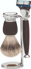 Shaving Set ERBE SOLINGEN Series MILANO WENGEHOLZ Brush Badger Silvertip Razor