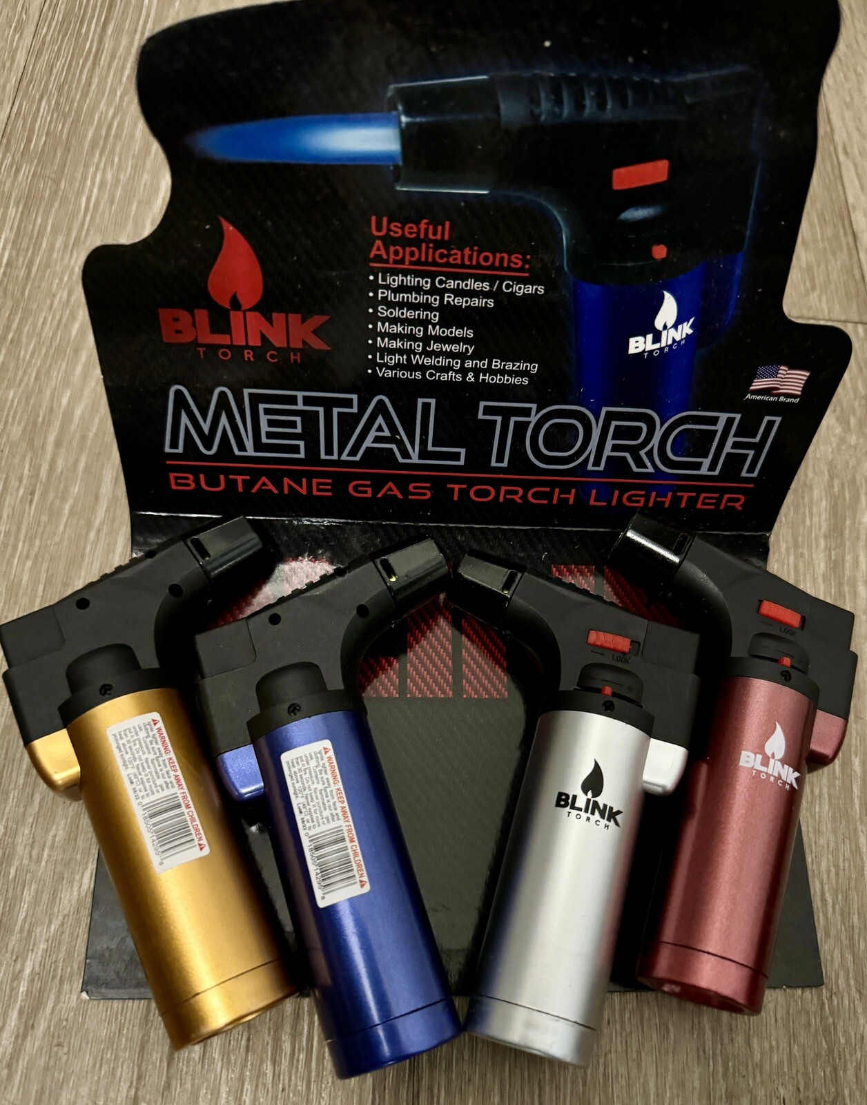 Blink Metal Butane Gas Torch Lighters 4pcs And Colors Dual Flame🔥 | eBay