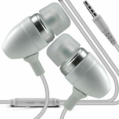 Aluminium Stereo In Ear-Ohrhörer Freisprecheinrichtung Ohrhörer Headphones + Mikrofon Weiß