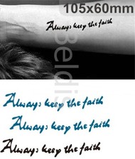 Flash Once Temporary Adhesive Tattoo Always Keep the Faith Body Party Gift