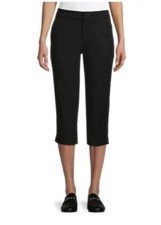 Women  s Time and Tru Women's Mid Rise Woven Zip Up Capri Pants Black Size 14 NWT