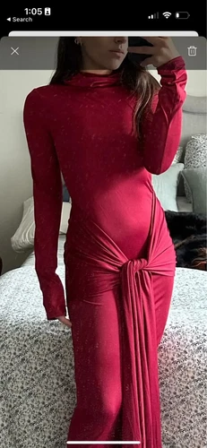 Long Sleeves Knot Sarong Maxi Slinky Jersey Dress - Picture 17 of 27