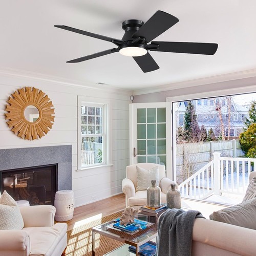 52" Black Ceiling Fan with Dimmable LED Light, Remote Control, Reversible Motor - Picture 7 of 8