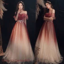 Womens Off Shoulder Wedding Long Party Dress Bride Evening Cocktail Prom Gown