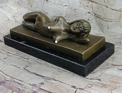 12 '' Kunst Deko Hautfarben Nackte Weiblich Figur Bronze Statue Skulptur Signiert
