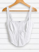 Garage White Cotton Bustier Cropped Tank Medium