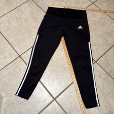 Adidas Large Woman Black White 3-Stripe AEROREADY Track Pants Joggers Sweatpants
