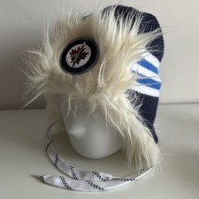 Winnipeg Jets Trapper Hat Reebok NHL Knitted Navy Blue Adult One Size Hockey