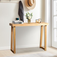 Mesa consola de madera maciza de 43,3" sofá de entrada pasillo detrás mesa de sofá de madera