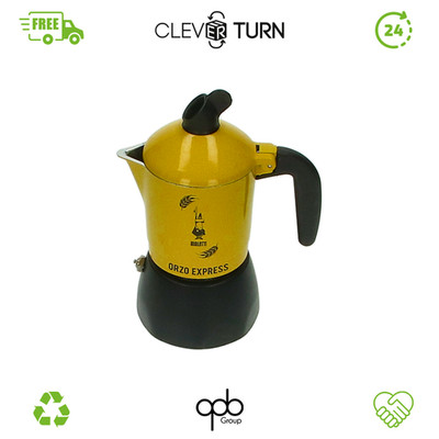 Bialetti Moka Orzo Express Caffettiera con Orziera, Alluminio, Giallo, 2 Tazze
