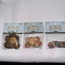 Lot Of 3 Sew-ology Buttons Wood & Pearl Look NIP 38 Buttons