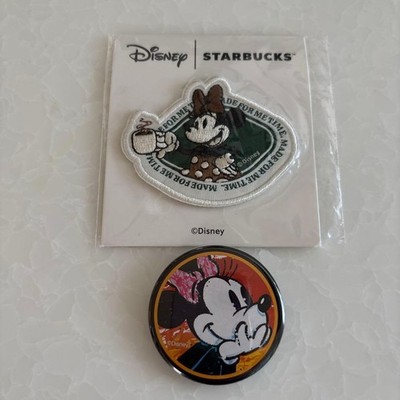 Minnie Mouse Abzeichen 4cm und Starbucks Patch 6x5cm Set Neu