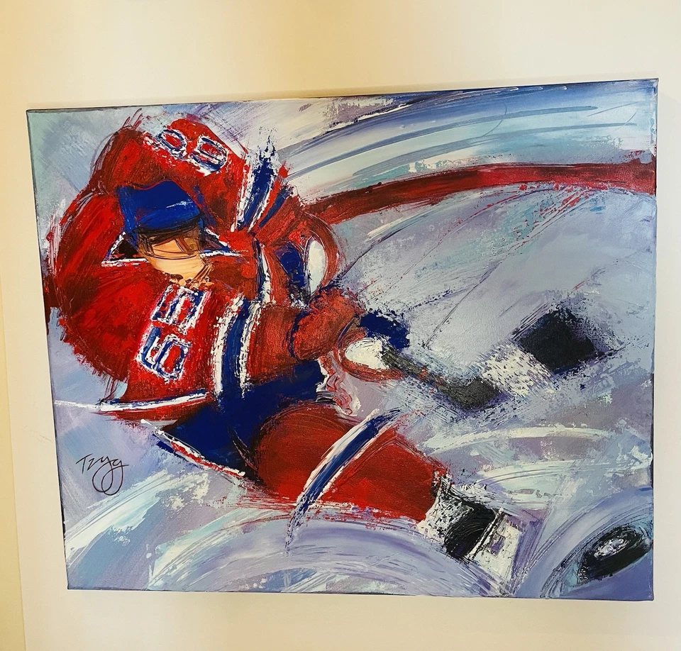 Original Acrylic Painting Suggesting A Dream Mario LEMIEUX 66 Playing In Montrea - Изображение 4 из 4