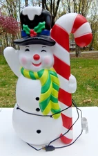 Cracker Barrel Snowman Blow Mold Lighted Yard Decor w/Cord Approx 2 Ft Tall