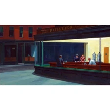 Edward Hopper - Nighthawks - 24x32 Inch Rolled Canvas Wall Art Print