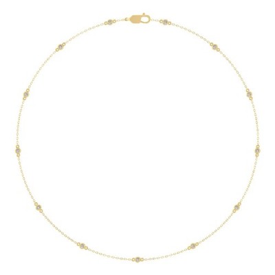 10 K Gelbgold runder 0,75 kt im Labor gezüchteter Diamant Bahnhofskette 18 Zoll Silberkette